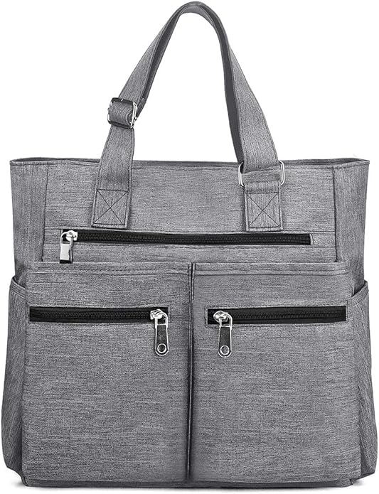 VOLGANIK ROCK Canvas Tote Bag Waterproof Nylon Multi Pocket Shoulder Bags Laptop Work Bag Teacher Purse Handbag for Women Men