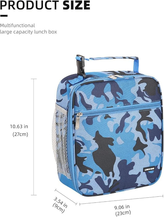 Lunch box Lunch bag for men women Insulated Lunchbox Lunch bags for Work Picnic Travel (Blue camo)