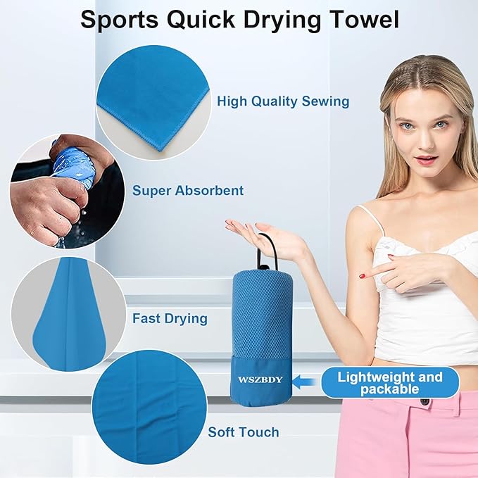 Microfiber Travel Sports Towel and Quick Dry Towel,Super Absorbent & Lightweight for Camping Gym Beach Bath Yoga Swimming Backpacking