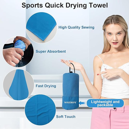 Microfiber Travel Sports Towel and Quick Dry Towel,Super Absorbent & Lightweight for Camping Gym Beach Bath Yoga Swimming Backpacking