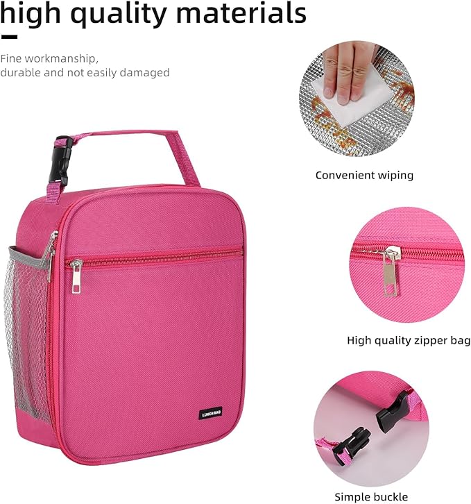Lunch box Lunch bag for men women Insulated Lunchbox Lunch bags for Work Picnic Travel (Rosy)