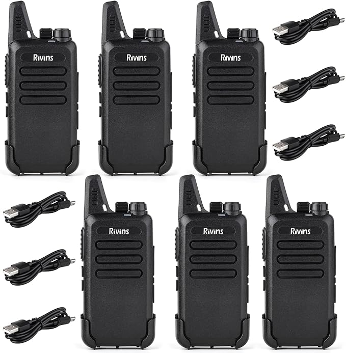 Walkie Talkies Rechargeable Long Range Two-Way Radios with Earpieces,2-Way Radios UHF Handheld Transceiver Walky Talky with Li-ion Battery and Charger（6 Pack）