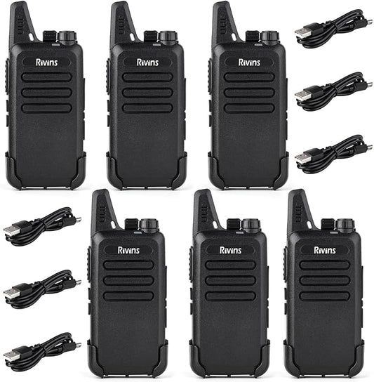 Walkie Talkies Rechargeable Long Range Two-Way Radios with Earpieces,2-Way Radios UHF Handheld Transceiver Walky Talky with Li-ion Battery and Charger（6 Pack）
