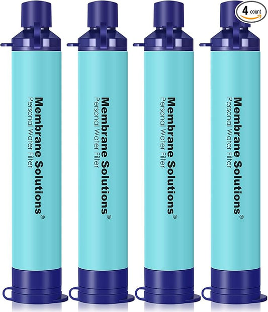 Membrane Solutions Straw Water Filter S1, NSF/ANSI 42&372&401 certificated, Survival Filtration Portable Gear, Emergency Preparedness, Supply for Drinking Hiking Camping Team Family Outing
