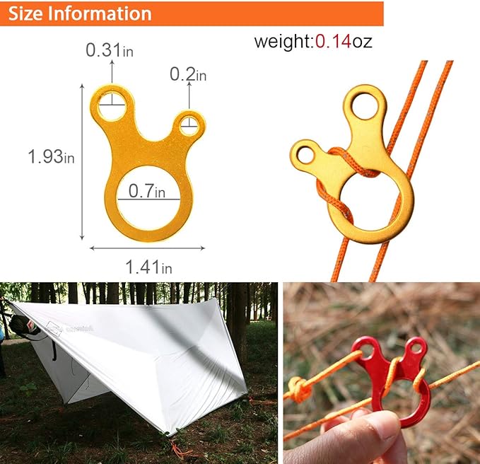 onewind Aluminum Alloy Guyline Cord Adjuster Tent Tensioners Rope Adjuster for Tent Hiking Camping 10Pack