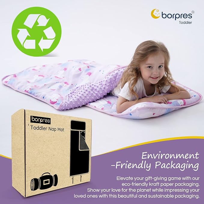 Nap Mat with Pillow Blanket Set: Sleeping Mats for Toddler Kids - Thick Large Roll up Slumber Bag for Daycare Preschool Kindergarten Boys Girls