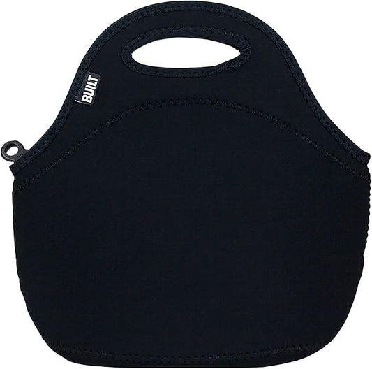 BUILT Gourmet Getaway Soft Neoprene Lunch Tote Bag Lightweight, Insulated and Reusable, One Size, Black