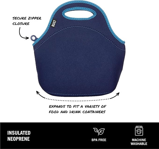 Built Gourmet Getaway Neoprene Lunch Bag - Insulated, Reusable, & Machine-Washable Lunch Tote for Hot and Cold Food Storage, Lightweight & Reusable - One Size (Celestial Blue)