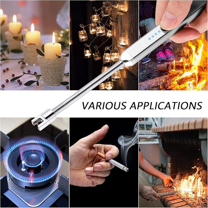 MEIRUBY 2 Pack Lighter Electric Candle Lighter Birthday Gifts for Women Mom Wife Men, Long Electronic Rechargeable USB Lighter Arc Windproof Flameless Lighters for Candle Camping BBQ