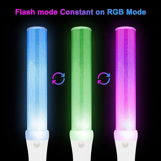 6PCS Glow Sticks Bulk, LED Light Stick with Remote Control, 3 Flashing Modes, 13 Changeable Colors, Batteries Included - Ideal for Wedding, Raves, Concerts, Parties, Camping and Sporting Events