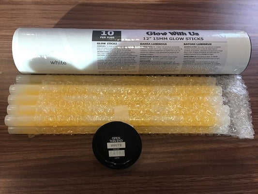 Glow Sticks Bulk Wholesale, 250 12” White Industrial Grade Jumbo Light Sticks, Bright Color, Glow 14 Hrs, Safety Glow Stick w/ 3-Year Shelf Life, Ideal for Camping & Emergency, GlowWithUs Brand