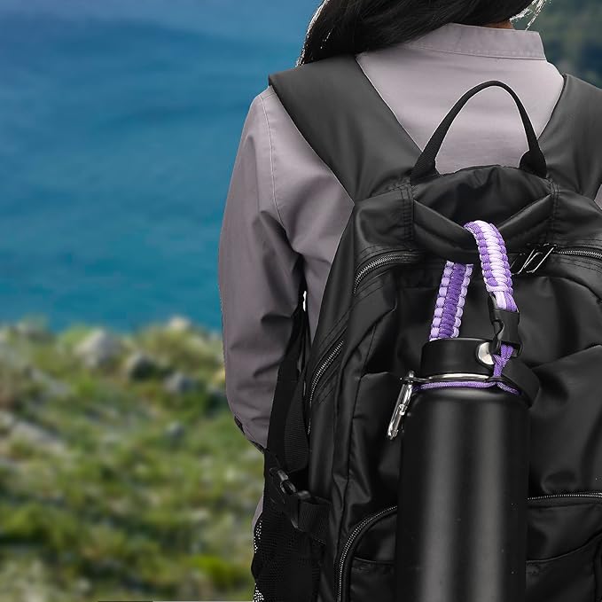 Wongeto Paracord Handle Carrier Holder with Shoulder Strap,Compatible with Hydro Flask Wide Mouth Water Bottles