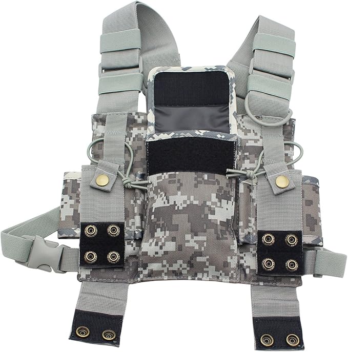 Universal Radio Harness Chest Rig Bag Pocket Pack Holster Vest Fluorescent Green for Two Way Radio