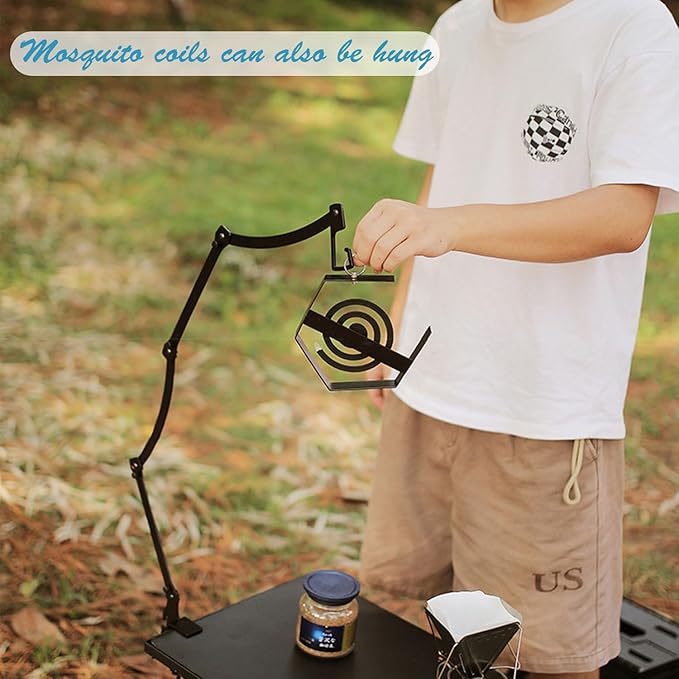 Collapsible Lantern Stand for Camping Heat lamp Holder Portable lamp Holder Camping lamp Accessories Camping Equipment Camping Essentials Reptile Heat lamp Holder (360°Swing arm)