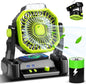 CONBOLA Portable Rechargeable Camping Tent Fan, LED Lantern, 20000mAh Battery - Operated Outdoor Fan with Hook, 270° Rotation, Small Quiet USB Cooling for Travel, Fishing