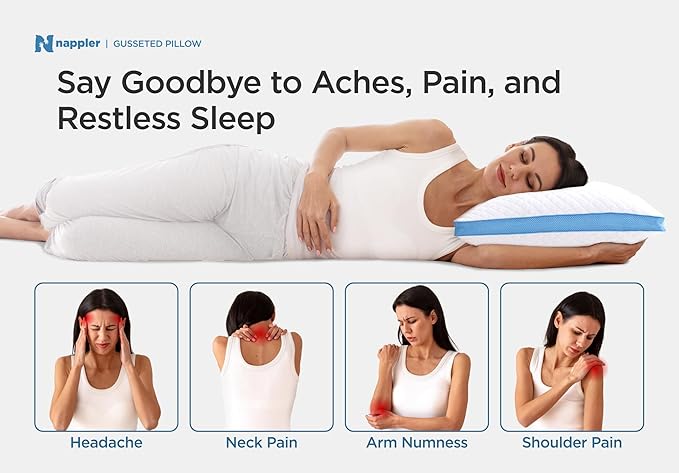Side and Back Sleeper Pillow for Neck and Shoulder Pain Relief - Shredded Memory Foam Bed Pillow for Sleeping - 100% Adjustable Fill - King Size - Modal Washable Case. Extra Fill Included