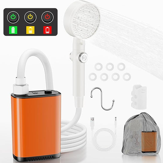 Catlyn Portable Camping Outdoor Shower Kit Rechargeable Electric Intelligent Shower Pump PX7 Waterproof for Outside Hiking Dog Bath Beach Traveling