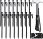 16pcs Tent Stakes and Hammer Set, 12in Heavy Duty Forged Steel Tent Stakes + Camping Hammer + Storage Pouch, Available in Rocky Place (16pcs 12in Stake+Hammer)