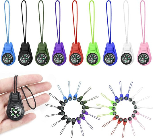 Mini Compass for Kids Keychain, Small Bulk Multi-Color Outdoor Camping Hiking Pocket Compass for Survival Kits Watchband Bracelet Necklace