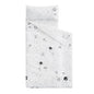 Wake In Cloud - Toddler Nap Mat with Pillow and Blanket, 100% Cotton Fabric, for Kids Boys Girls in Daycare Kindergarten Preschool, Roll Up Sleeping Bag, Black White Spaces, Extra Long