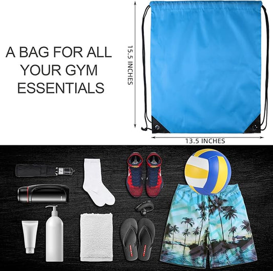 GoodtoU Drawstring Backpacks, Drawstring Bags Bulk Nylon Backpack Cinch Sack for Sport, Traveling, Team (20Pcs, Sky Blue)