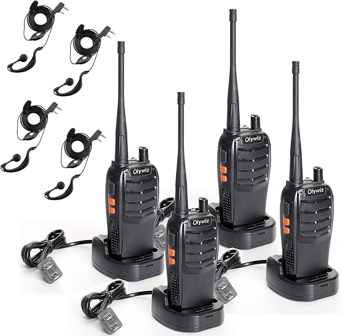 Walkie Talkies for Adults, 16 Channels, Rechargeable, with Flashlight, Li-ion Battery, Charger, 4 Pack