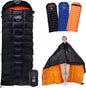 15°F 10°F Duck Down Sleeping Bag for Adults,650 Fill Power,Ultralight Wearable 4 Season Cold Weather Rectangle Sleeping Bag for Camping Hiking,Can be Used as a Down Blanket or Cloak