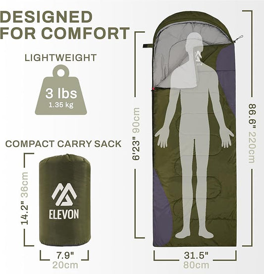 Sleeping Bag for Adults Teens Kids Cold Warm Weather, Portable Waterproof & Lightweight, Compact with Compression Sack, for 3-4 Seasons Camping, Backpacking, Hiking, Travel, Indoors Outdoors