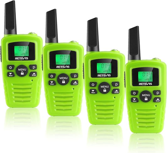 Retevis RA35 Walkie Talkies for Adults, Long Range Walkie Talkie, Easy to Use Flashlight VOX Handsfree, Toys Gifts for Boys Girls, Portable Two Way Radio 4 Pcs for Camping Hiking Travel