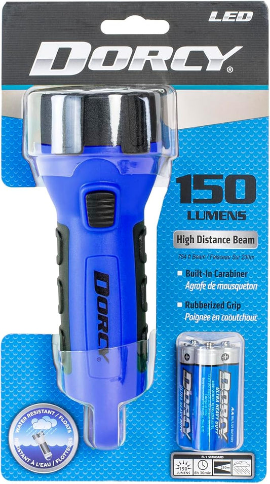 Dorcy 150 Lumen Floating Water Resistant LED Flashlight with Carabineer Clip, Blue (41-2514)