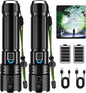 Flashlights High Lumen Rechargeable, 990,000 Lumens Super Bright LED Flashlight, High Powered Flash Light with 5000 mAh Capacity, Waterproof Handheld Flashlight for Camping Hiking(2 Pack)