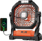 Camping Fan Rechargeable, 20000mAh Battery Powered Portable Fan with LED Light, 4-Speed 180° Adjustable, Camping Essentials for Tent, Travel, Car, Outdoor, Indoor, BBQ, Fishing, Jobsite - Orange