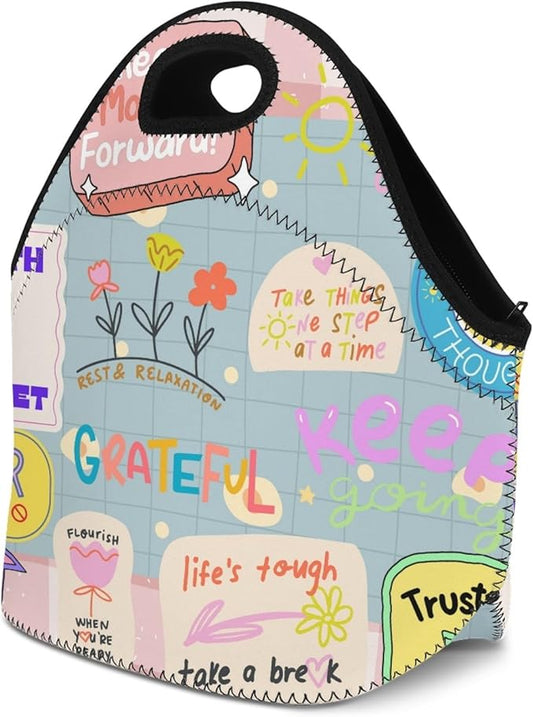 Neoprene Lunch Bags Thermal Insulated Lunch Tote Bag Reusable Washable Neoprene Picnic Bag for Women Men