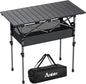 Folding Camping Table, Aluminum Roll Up Camping Table Adjustable Height with Storage Net and Bag, Lightweight Outdoor Table 32.2” X 16”, for Outdoor Travel BBQ Party Picnic, Black