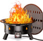 Ciays Large Propane Fire Pit 24 Inch, Gas Fire Pit with Grill Grate, Folding Legs, Hose Hooks, Propane Tank Holder, Cover & Carry Strap, CSA Certified Portable Outdoor Fire Pit for Camping, 58,000 BTU