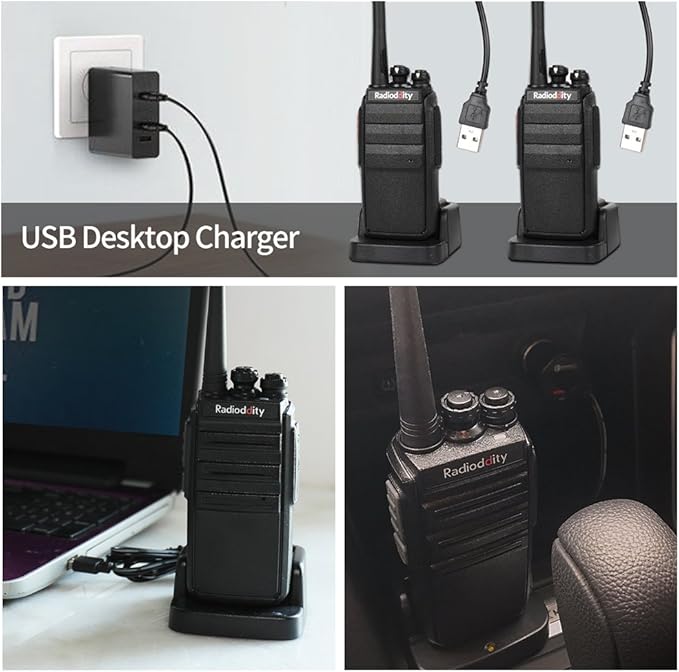 Radioddity GA-2S Long Range Walkie Talkies for Adults UHF Two Way Radio Rechargeable with Micro USB Charging + Air Acoustic Earpiece with Mic + Programming Cable, for School Retail Business (6 Pack)