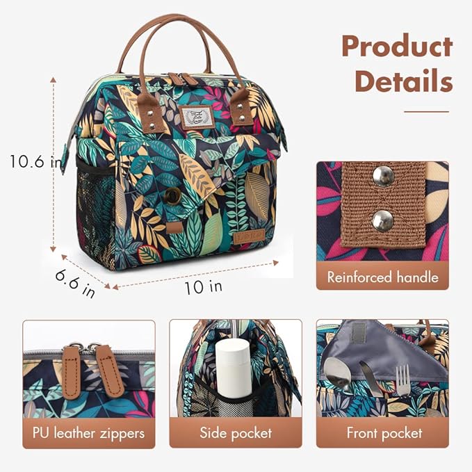Lekesky Lunch Box for Women, Leakproof Insulated Lunch Bag for Adult Work Reusable Lunch Cooler Tote Bag