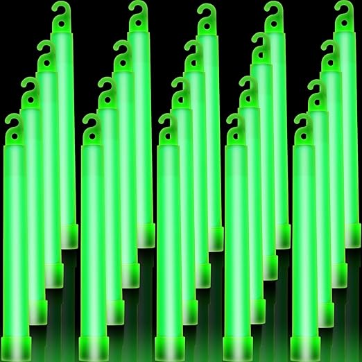 Sotiff Bright 6 Inch Large Glow Sticks Bulk Light Stick Green Emergency Glow in The Dark Sticks with 12 Hour Duration for Camping Hiking Outdoor Parties Activities Survival Storms Blackouts(48 Pcs)