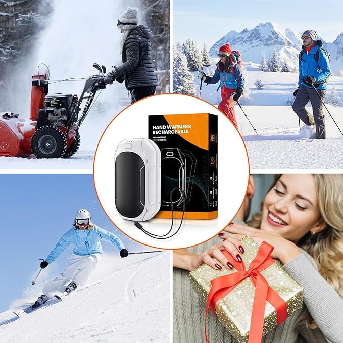 Rechargeable Hand Warmers 2 Pack, Electric Hand Warmer Reusable, 2 in 1 Pocket Portable Hand Warmer Outdoor/Indoor/Hunting/Camping/Working USB Hand Warmers for Men Women Kids