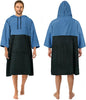 Surf Poncho Changing Robe, 3/4 Sleeve Extra Large Thick Hoodie Towel Poncho for Men Women Beach Swimming, 43" x 35", Black Blue