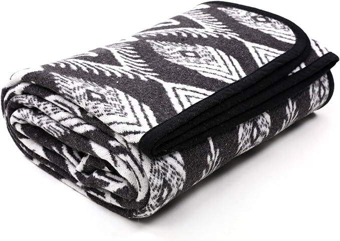 PuTian Merino Wool Blanket - 4 lbs Warm, Thick, Washable, Large 87" x 63" Throw for Outdoors, Camping,Couch, Bed, Travel-Super Soft Wool Blanket- Bohemia Grey