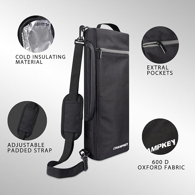 Champkey Golf Cooler Bag - Holds 6 Cans of Beer/Soda or 2 Bottles of Wine | Includes Detachable Shoulder Strap for Golfers | Golf Accessories for Men