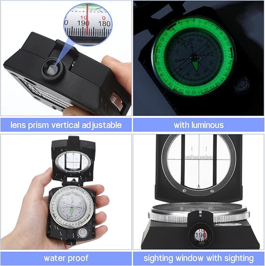 Yeaqee 8 Pcs Land Navigation Kit Includes 5 Military Map Markers Lensatic Military Compass Coordinate Scale and Protractor Pace Beads Counter for Camping, Mountaineering, Climbing, Adventure