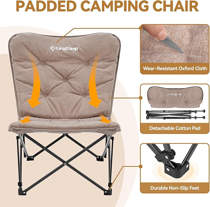 KingCamp Butterfly Chair, Oversized Thick Padded Comfy Camping Chairs Portable Folding Chair 400lbs Heavy Duty Seat with High Backrest & Carry Bag for Outdoor Indoor Patio Lawn Home Living Bed Room