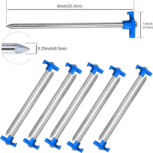 ABCCANOPY Tent Stakes 8" Camping Tent Stakes, 10pc-Pack (Blue)