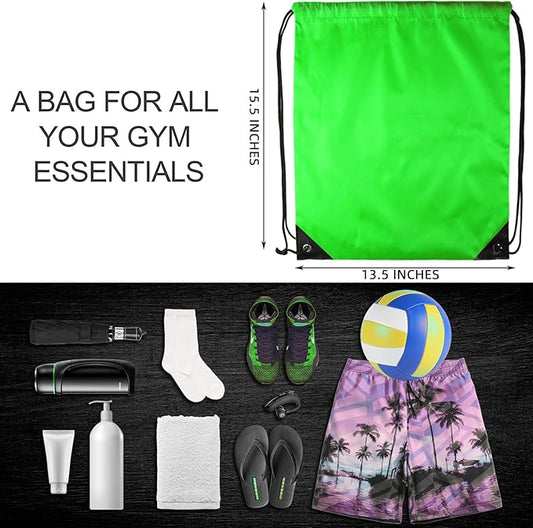 GoodtoU Drawstring Bags, Drawstring Backpack Nylon Backpack Draw String Bags Pack Bulk Cinch Sack Drawstring Gym Bag Drawstring Backpack for Sport, Traveling, Team (Green, 80Pcs)