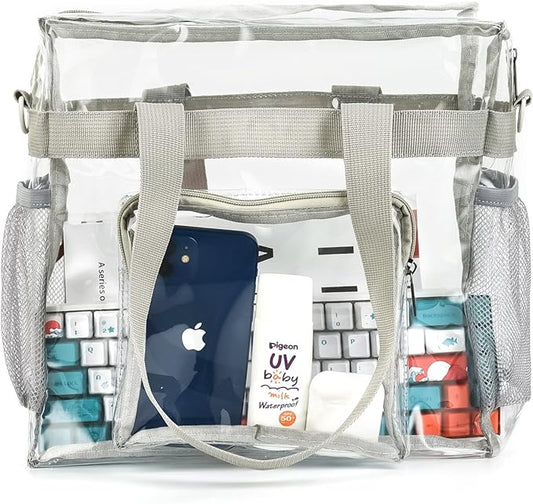 Valleycomfy 2Pcs Clear bags Stadium Approved, Security Travel & Gym Clear Stadium Bags for Work,Sports & Concerts -12 x12 x6