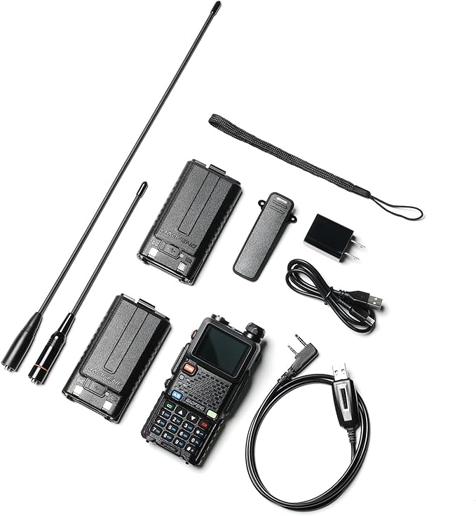 [Chirp Compatible] BAOFENG UV-5G Plus GMRS Handheld Radio, Long Rang Two Way Radio for Adult, 999 Channels, NOAA Receiver, with Two 2500mAh Batteries, 15.5" Antennas, Programming Cable, 1 Pack