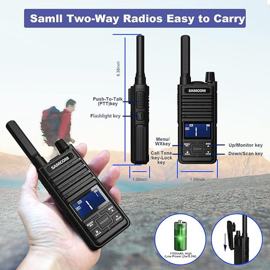 SAMCOM T2 Two Way Radios Long Range GMRS Walkie Talkies for Adults, Type C Chargerable Small 2 Way Radios Portable GMRS Handheld Radios, 30 Channels Group Call for Campsites Restaurant Hiking (2 Pcs)