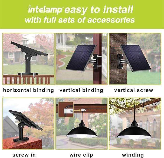 intelamp Solar Pendant Lights, Solar Shed Lights by Remote Control Solar Powered Indoor & Outdoor Lights Hanging Lights for Storage Room Home Yard Porch Balcony